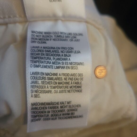 Mother The Mid Rise Smokin' Double Flood Size 32 Cream Cropped Designer Demin - Picture 12 of 15